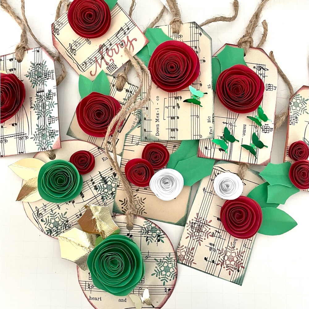 8 Vintage sheet music Christmas tags
